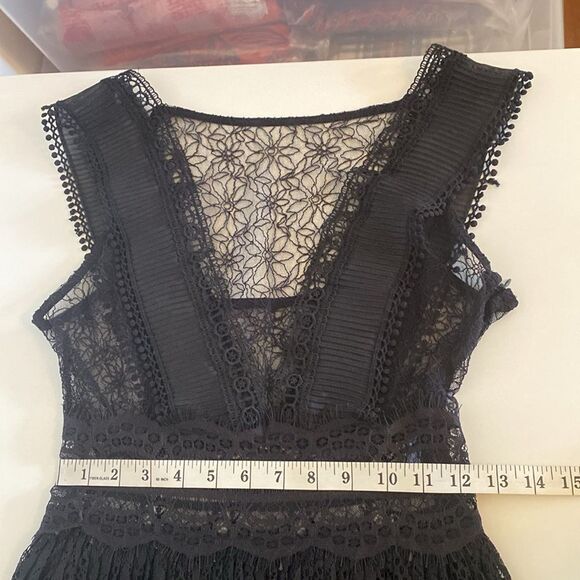 Zara Black Contrasting Lace Dress Midi Dress Size XS - Picture 11 of 14
